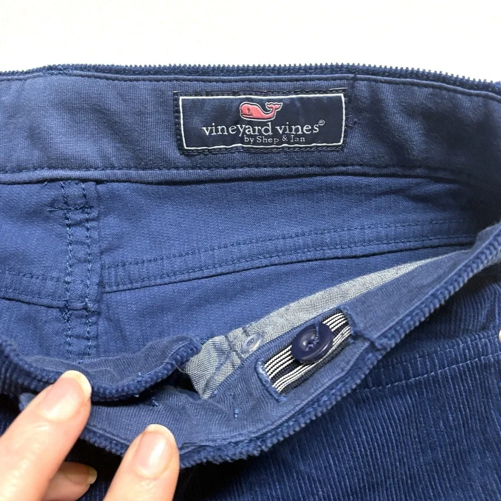 Vineyard Vines Boys Corduroy Pants Navy Blue Stretch Whale Preppy 5 Pocket 12